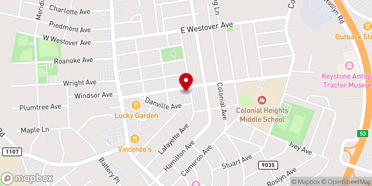 Map showing location of Immanuel Baptist Church