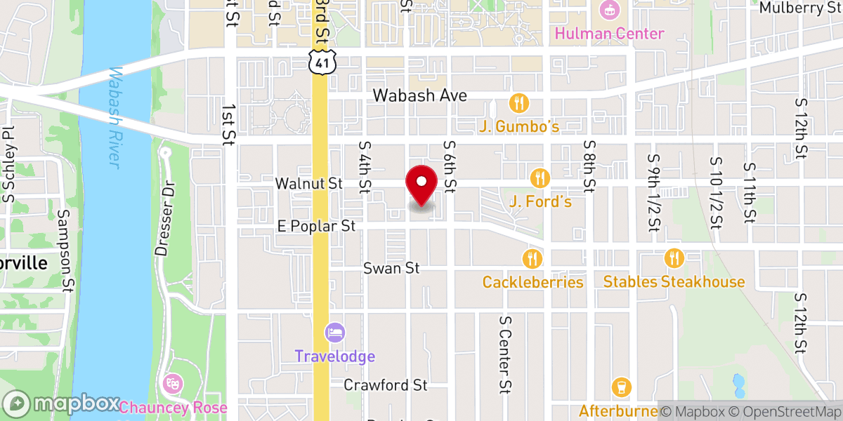 Map showing location of Christ Community WTH (West Terre Haute)