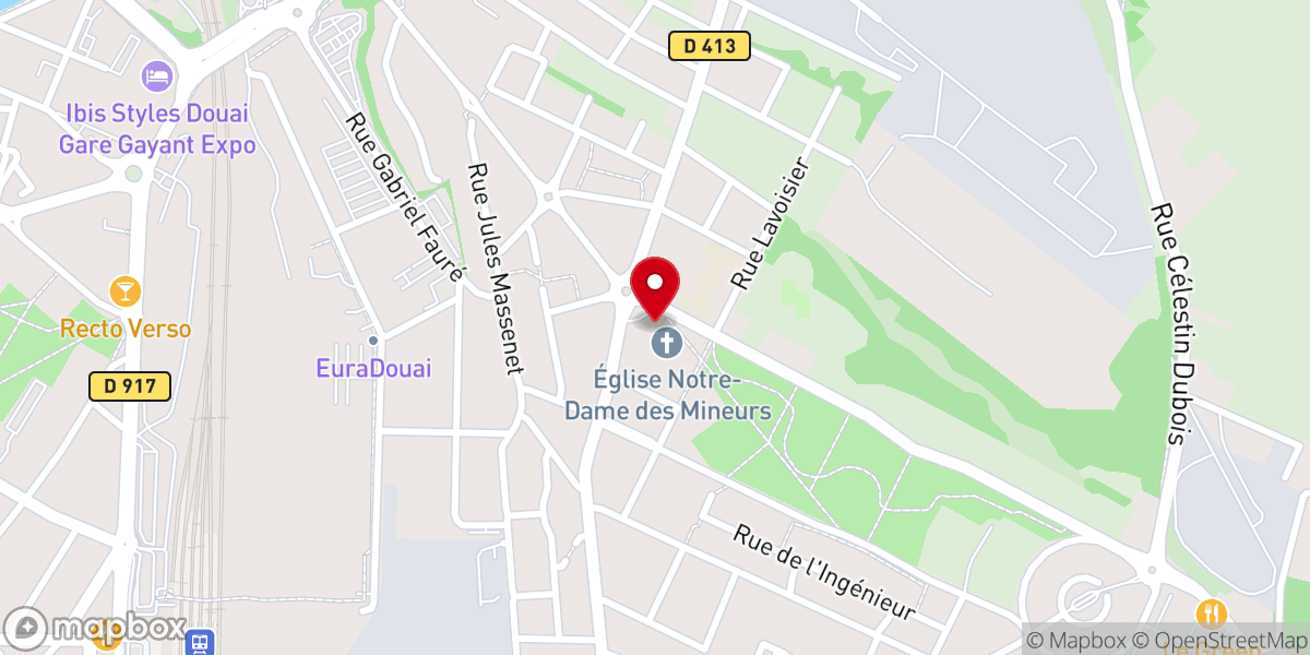 Map showing location of Église catholique Notre-Dame-des-Mineurs à Waziers