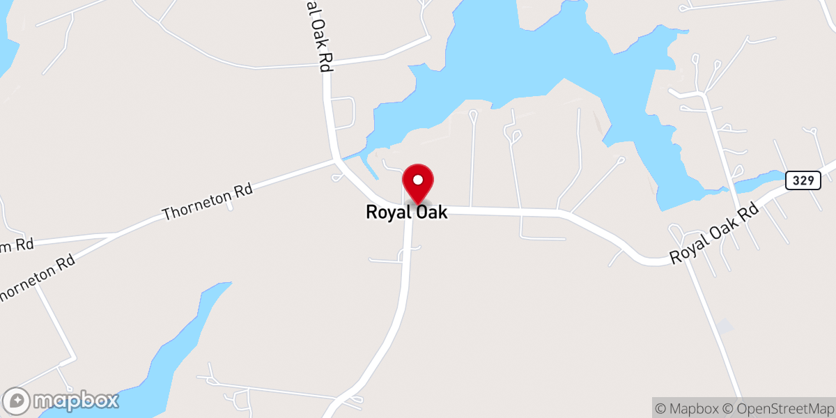 Map showing location of Royal Oak Church