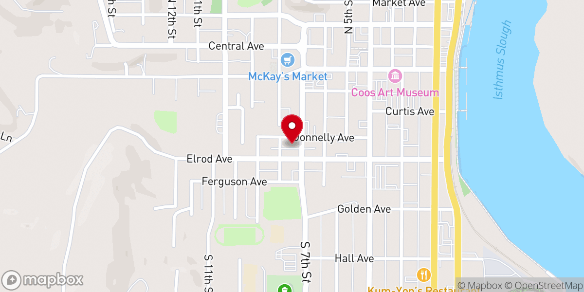 Map showing location of The Coos Bay Church of Christ