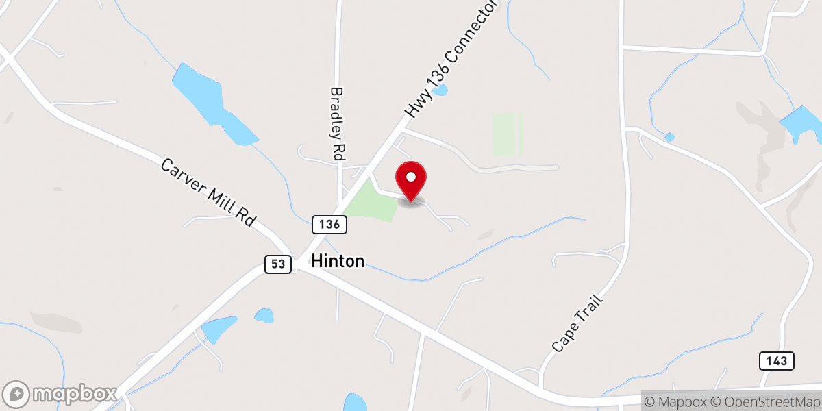 Map showing location of Hinton Baptist Church
