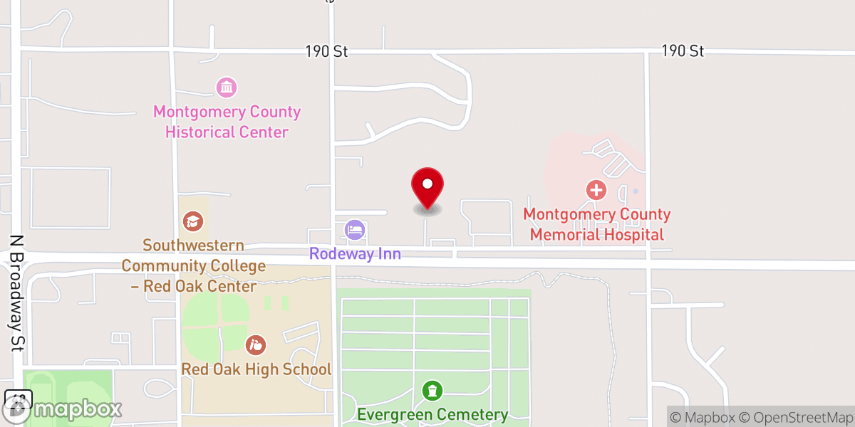 Map showing location of Creekside Church Red Oak
