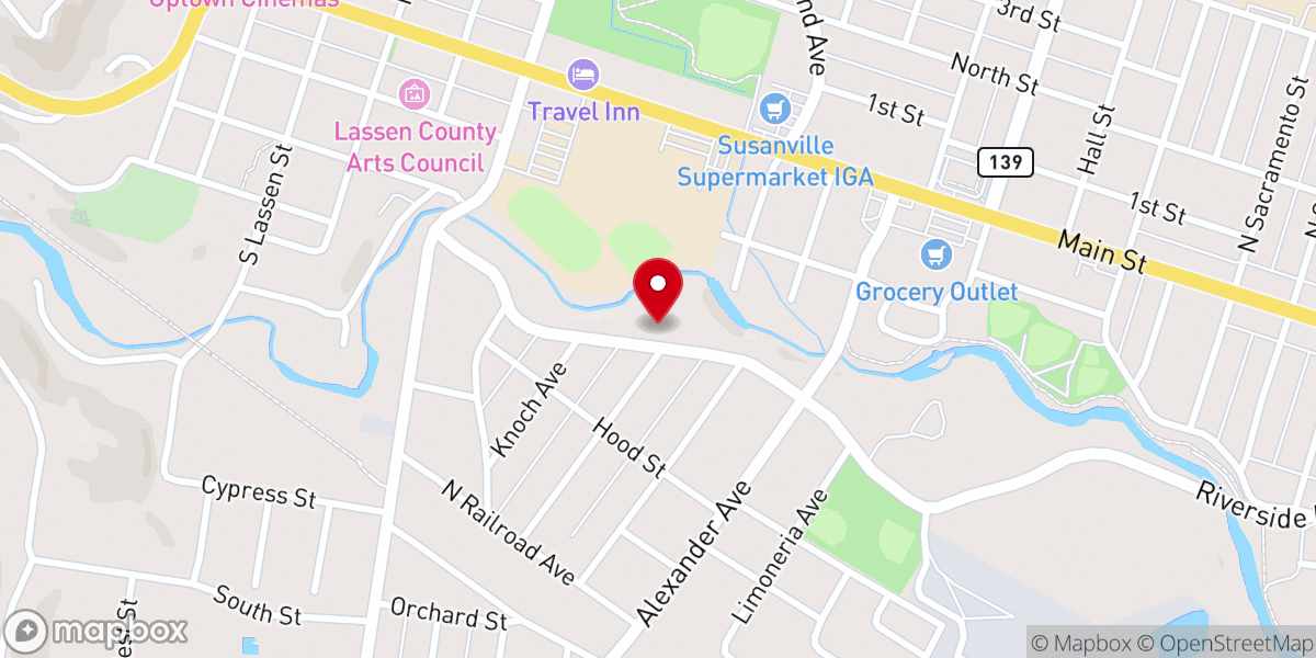 Map showing location of Valley Christian Center