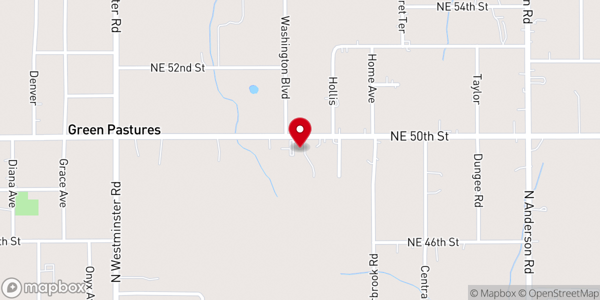 Map showing location of Green Pastures Church of Christ