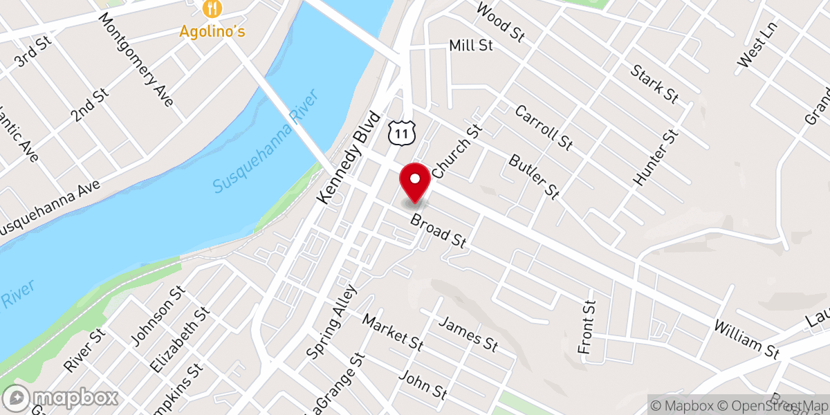 Map showing location of United Methodist Church