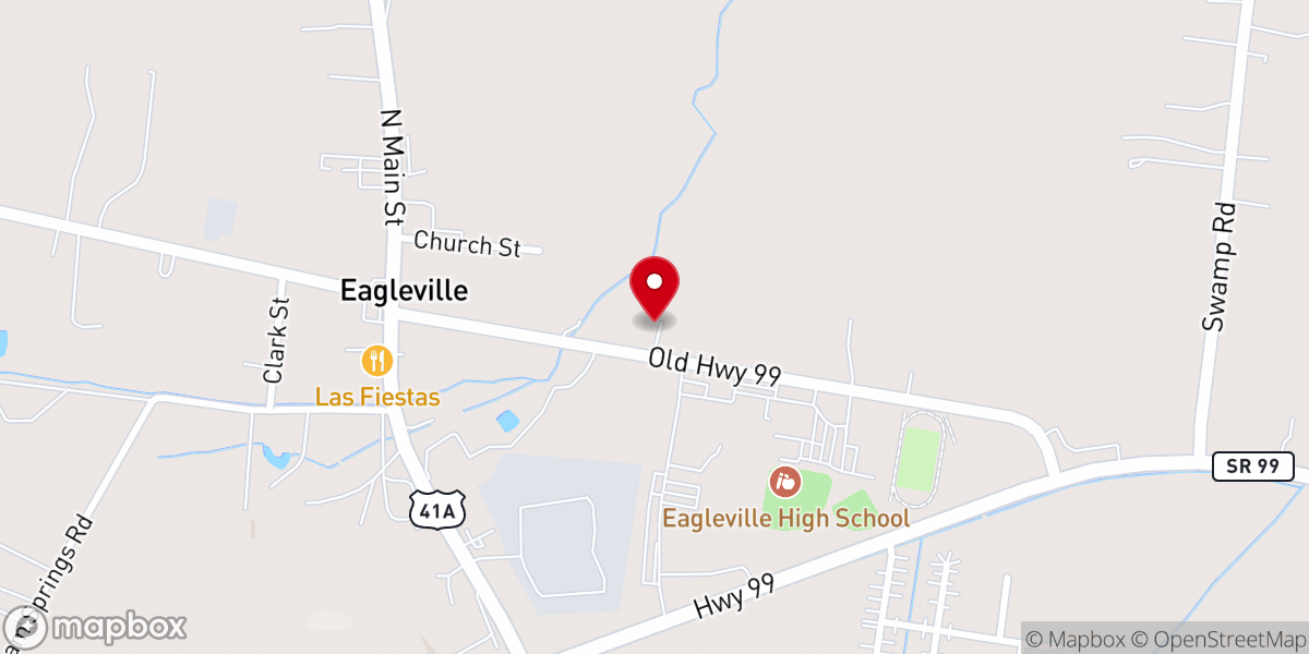 Map showing location of Eagleville Community Church
