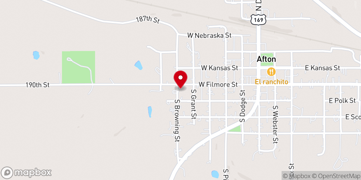 Map showing location of Assembly of God Church