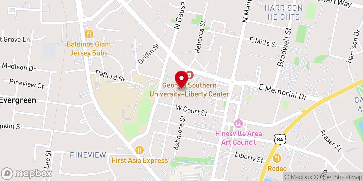 Map showing location of Westside Baptist Church