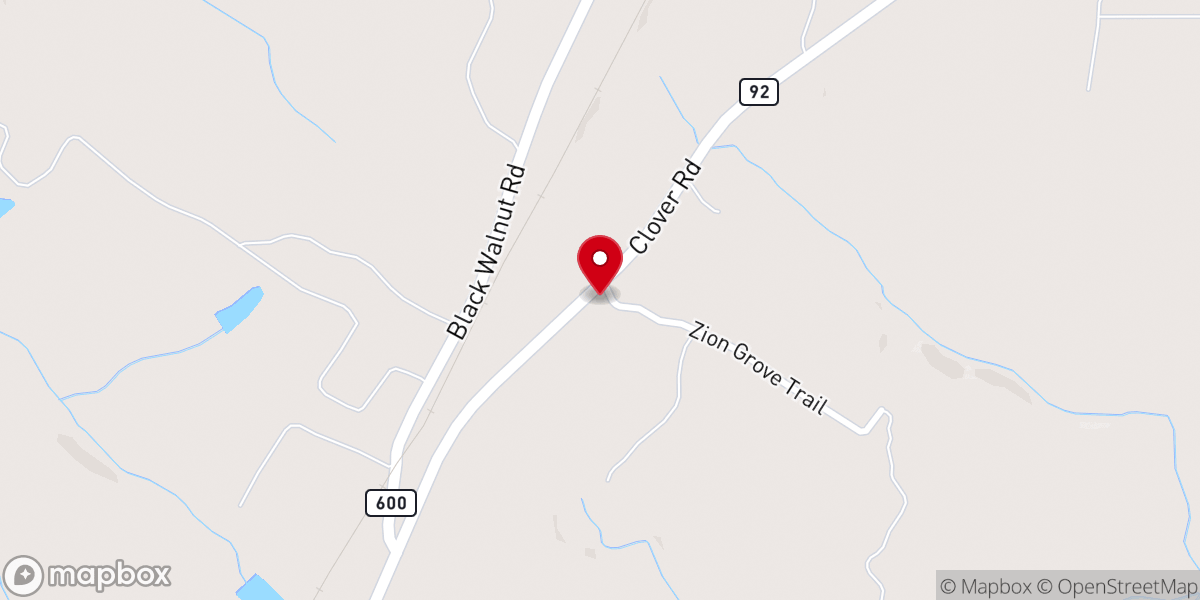 Map showing location of Zion Grove Baptist Church