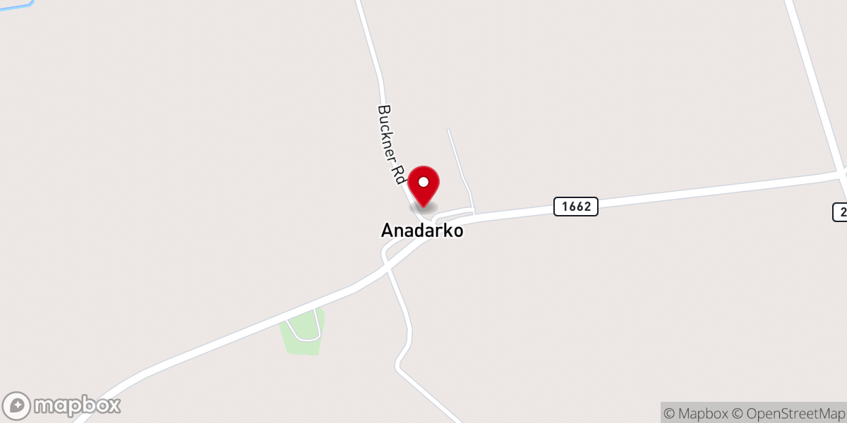 Map showing location of Anadarko Christian Church