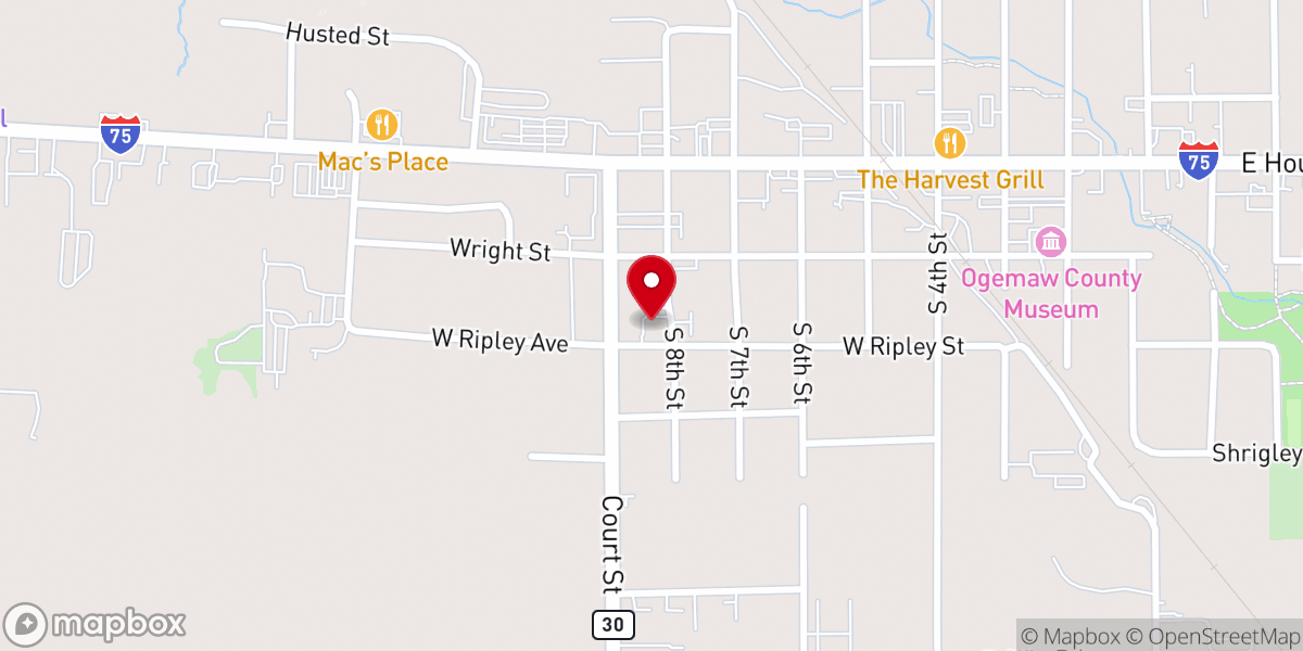 Map showing location of Church of Christ