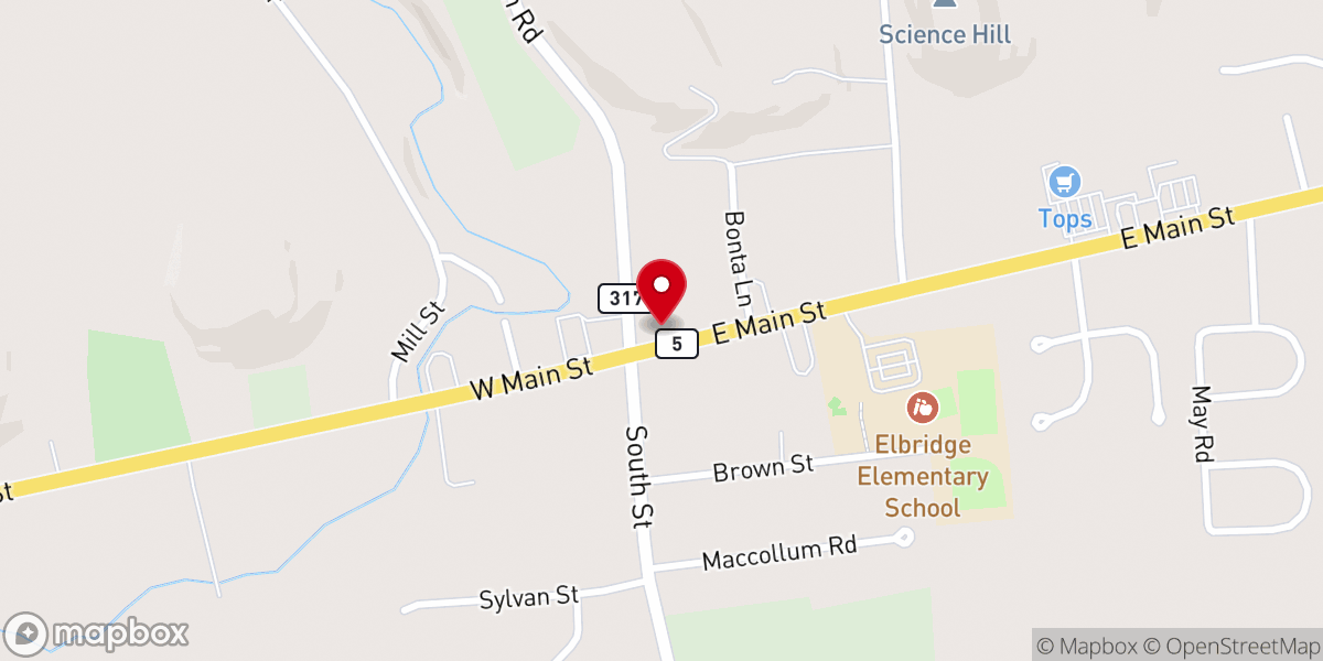 Map showing location of Elbridge Community Church