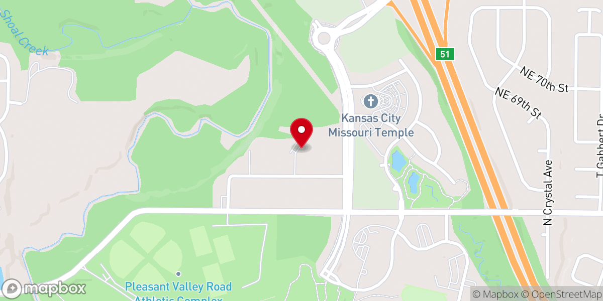 Map showing location of Shoal Creek Celebration Center