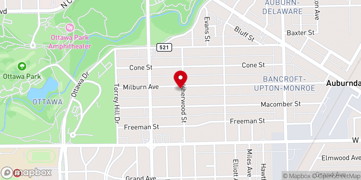 Map showing location of Open Door Baptist Church