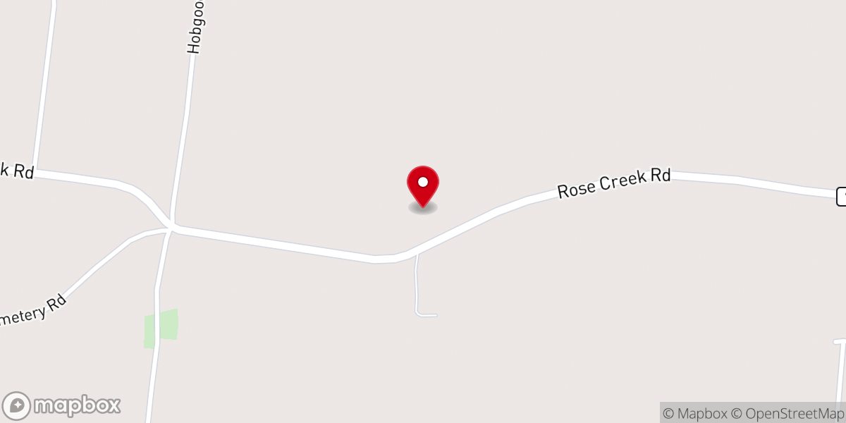 Map showing location of Rose Creek Cumberland Presbyterian