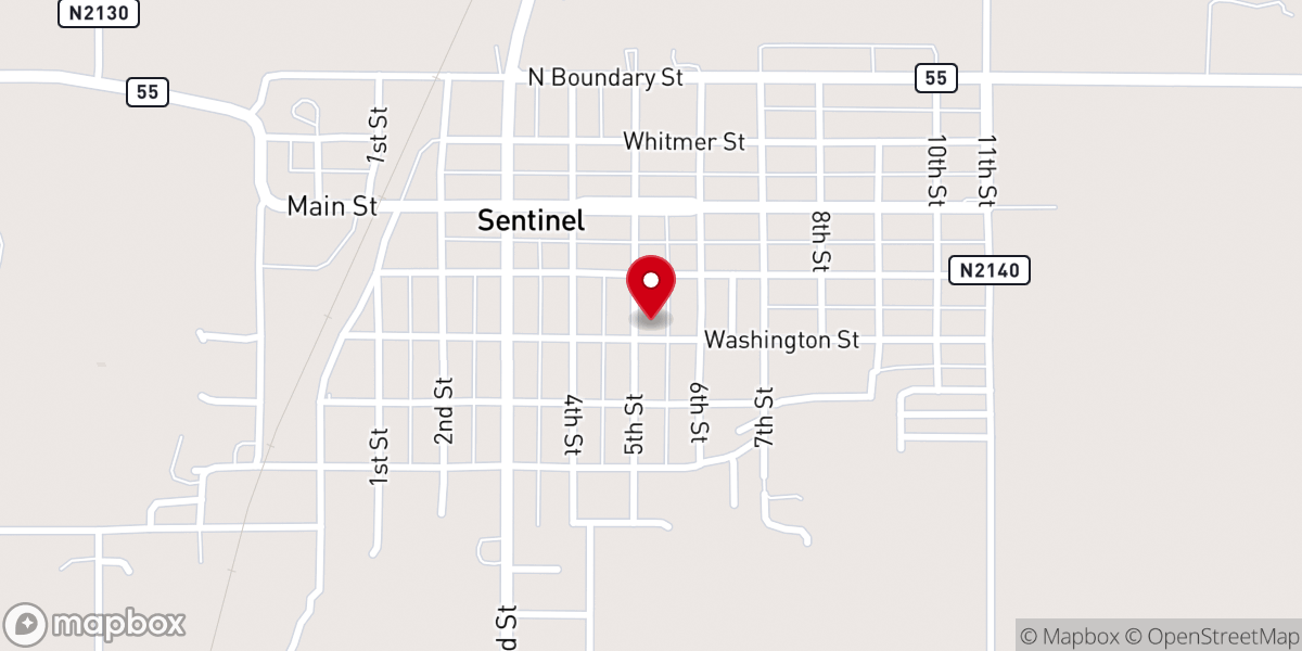 Map showing location of Sentinel United Methodist Church