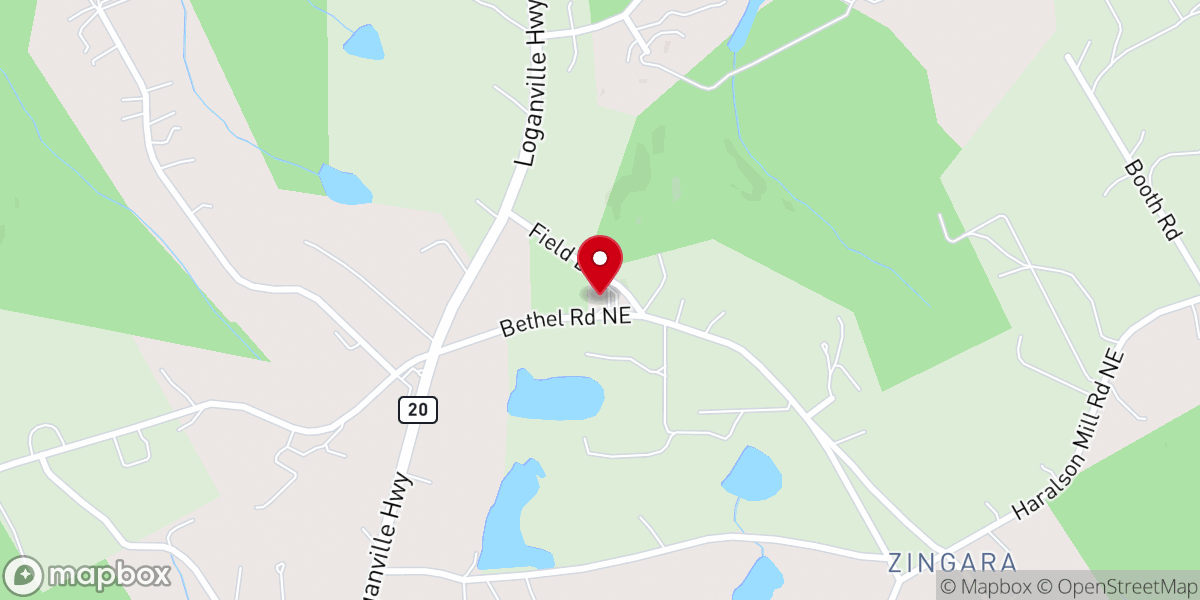 Map showing location of Bethel Christian Church