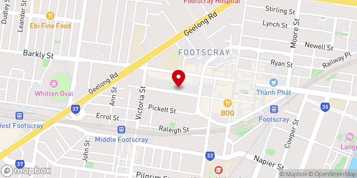 Map showing location of Footscray Baptist Church