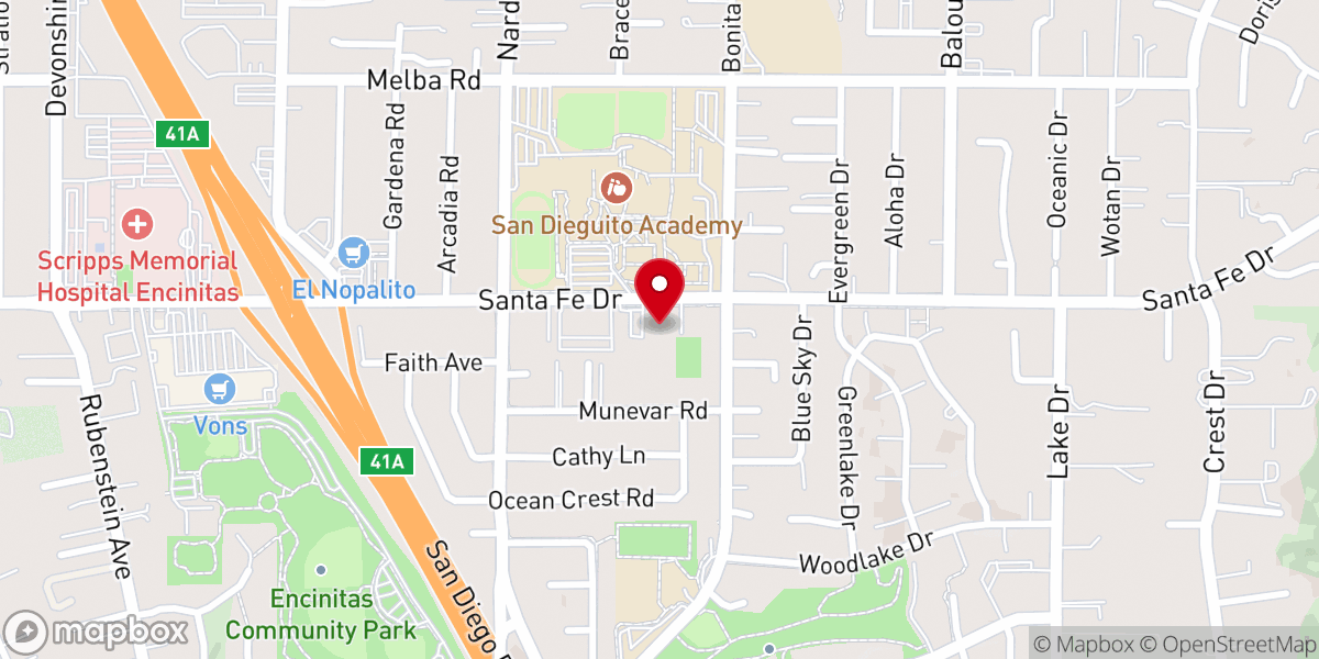 Map showing location of Shadow Mountain Community Church Encinitas Campus