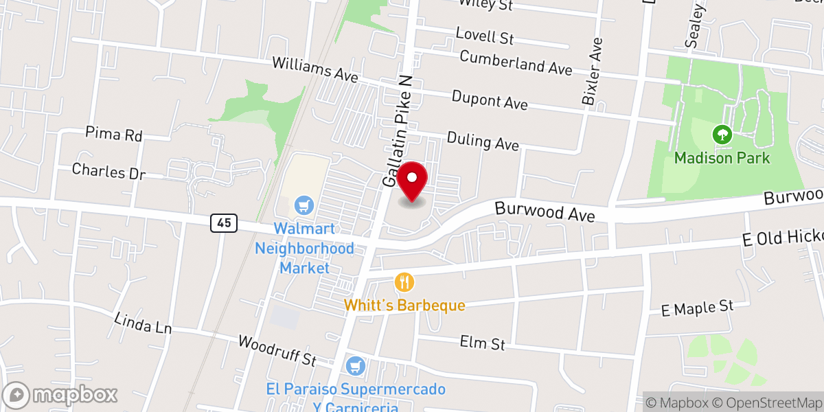 Map showing location of Madison Church of Christ Benevolence Center - Food Distribution Center
