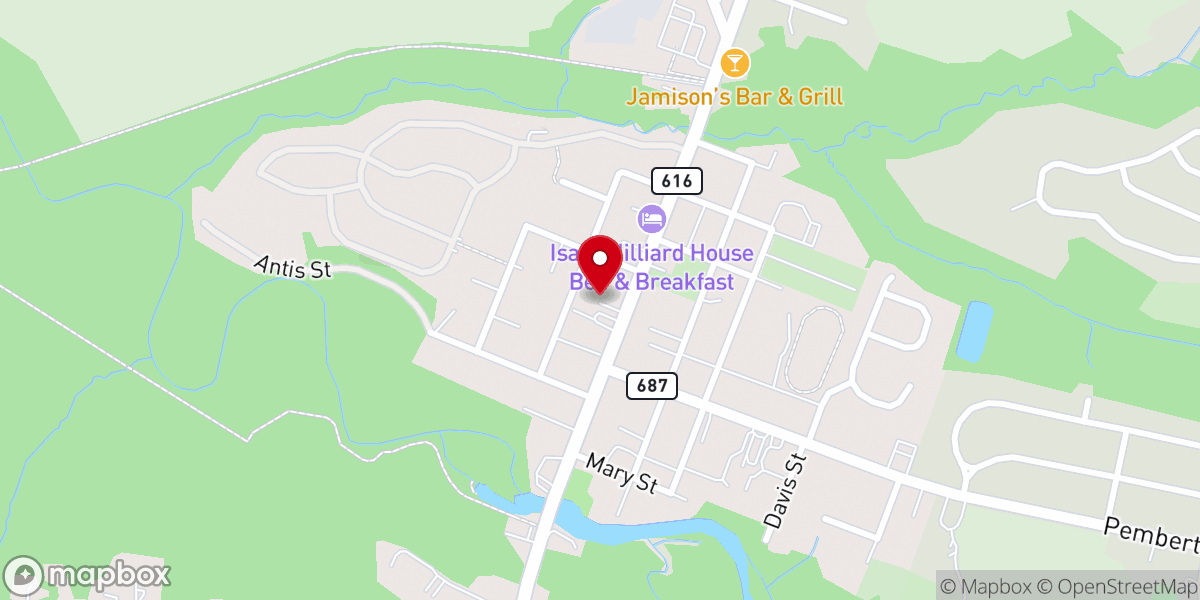 Map showing location of First Baptist Church-Pemberton