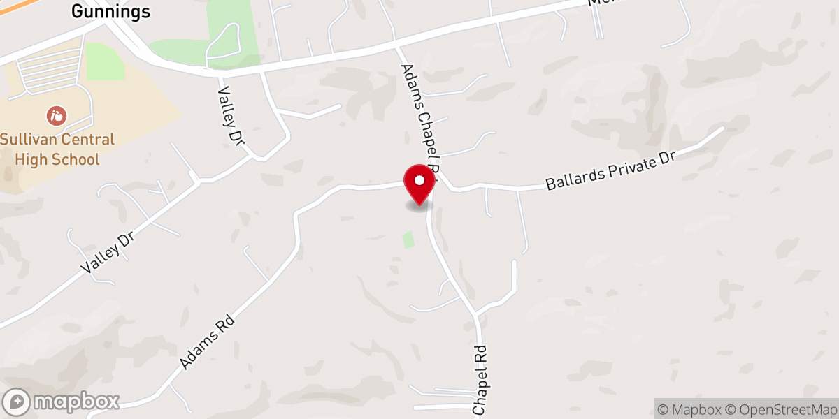 Map showing location of Adams Chapel