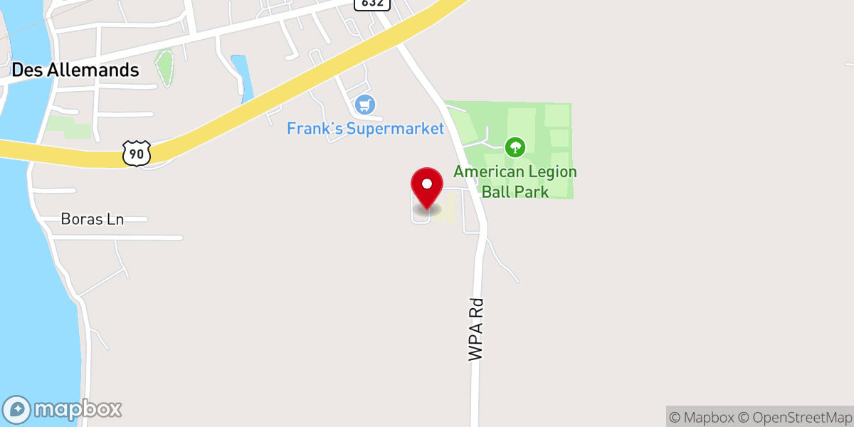 Map showing location of Allemands Elementary School