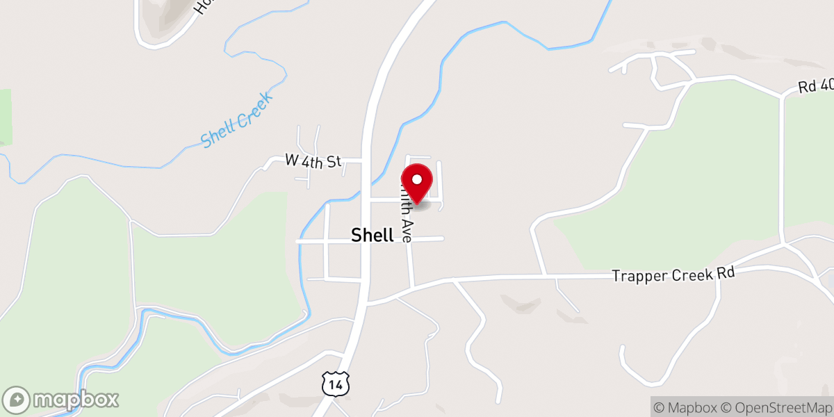 Map showing location of Shell Community Church
