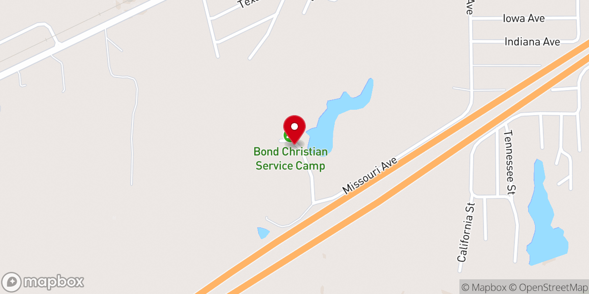 Map showing location of Bond Christian Service Camp