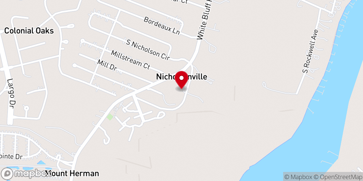 Map showing location of Nicholsonville Baptist Church