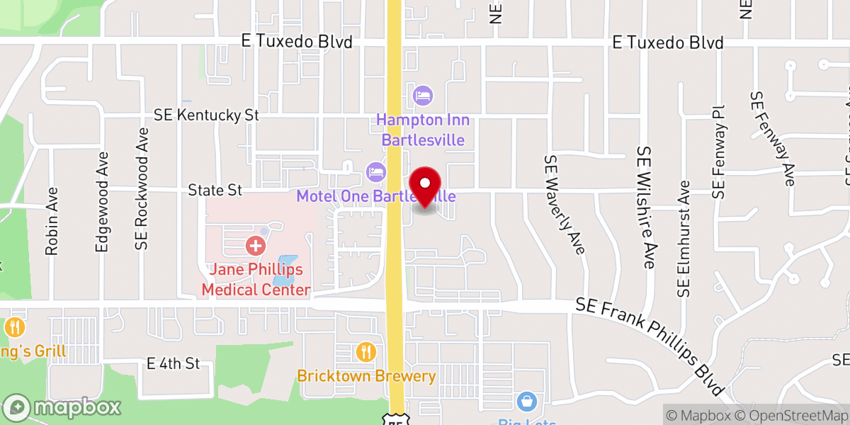 Map showing location of Highland Park Baptist Church