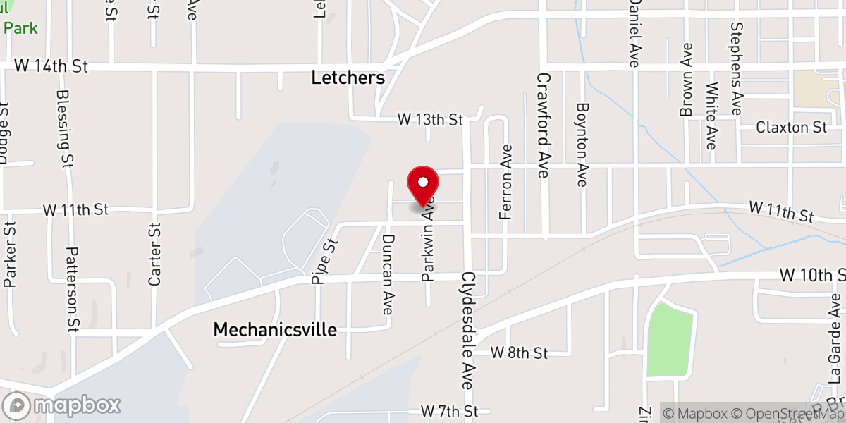 Map showing location of Parkwin Avenue Methodist Church