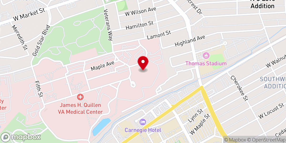 Map showing location of James H. Quillen VA Medical Center