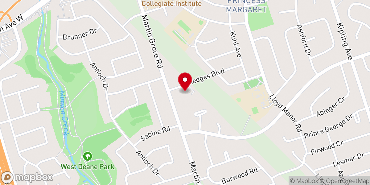 Map showing location of Martin Grove Baptist Church