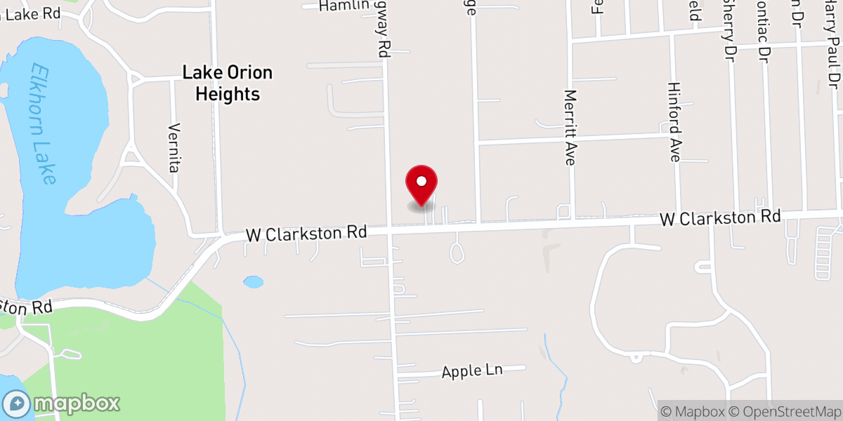 Map showing location of Lake Orion Church of God
