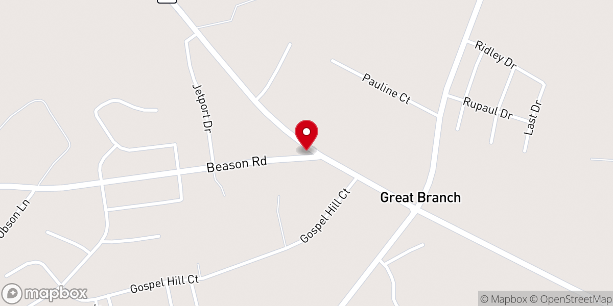 Map showing location of Liberty Free Will Baptist Church