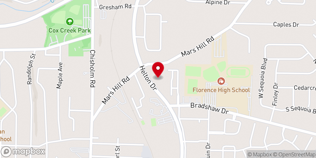 Map showing location of Helton Drive Church of Christ