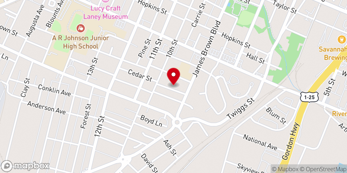 Map showing location of Galilee Baptist Church