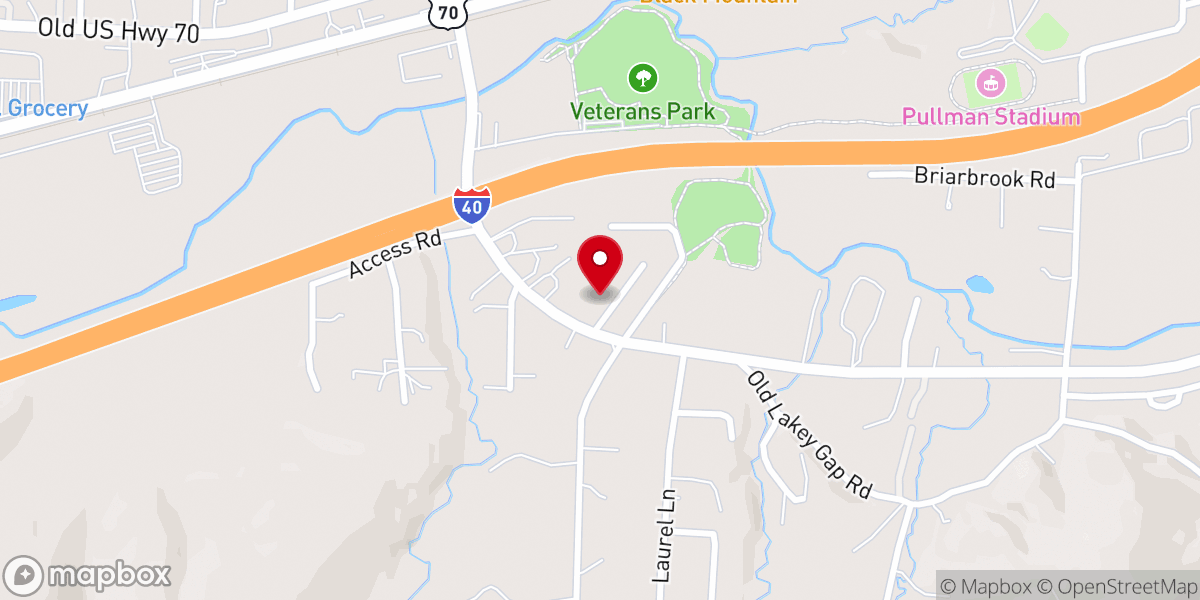 Map showing location of New Hope Community Church of Asheville