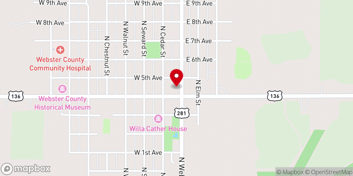 Map showing location of The Willa Cather Foundation