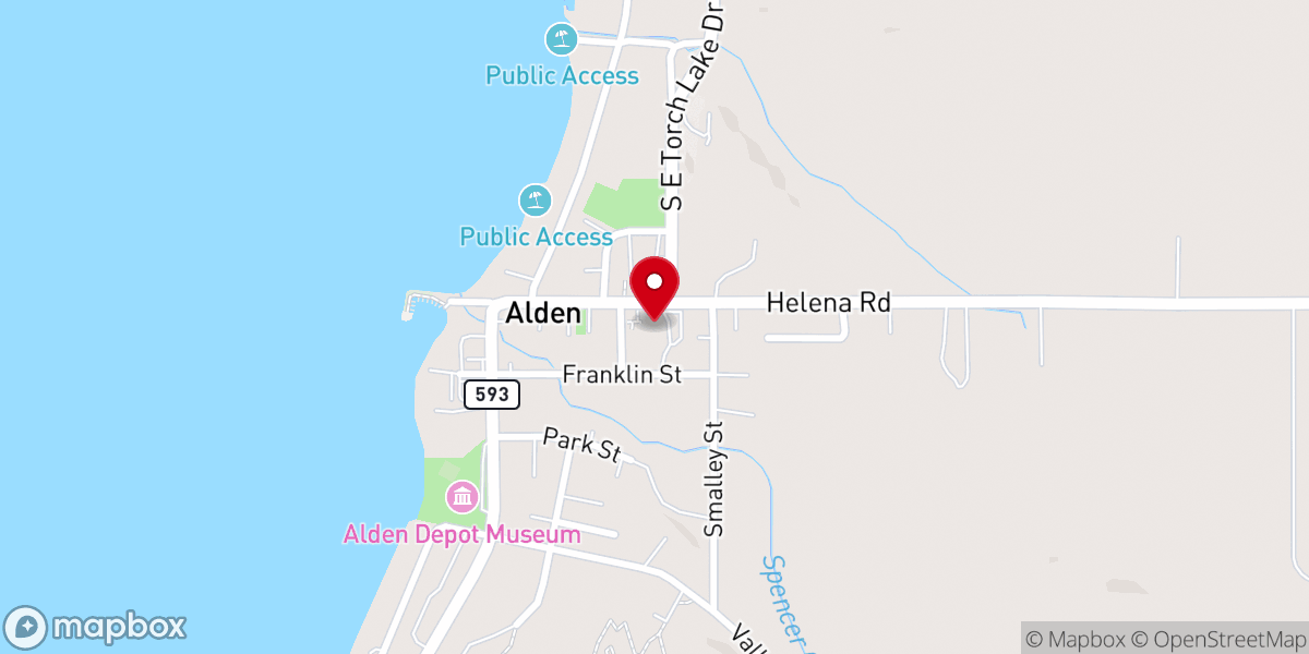 Map showing location of Alden United Methodist Church