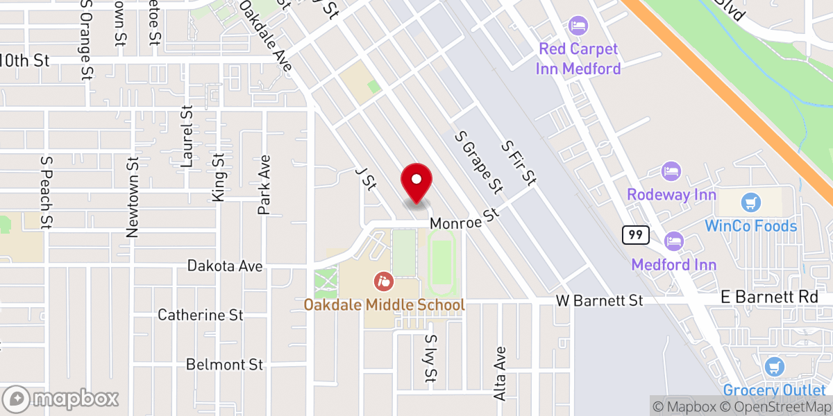 Map showing location of Rogue Valley Fellowship - Ivy Street Chapel