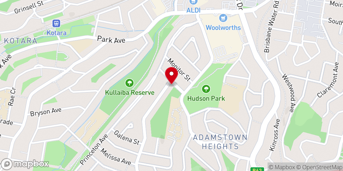 Map showing location of Newcastle Full Gospel Church