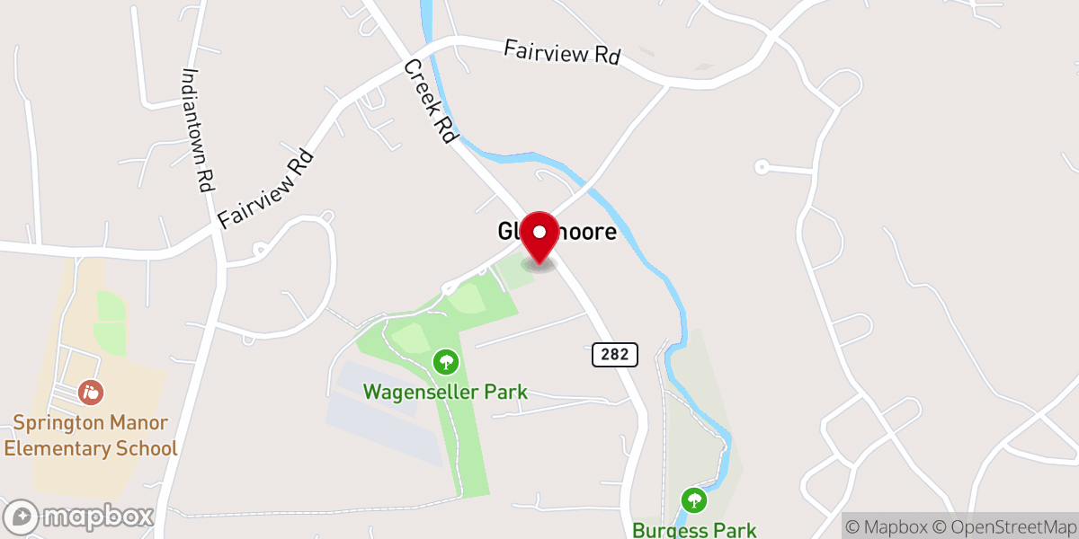 Map showing location of Glenmoore United Methodist Church