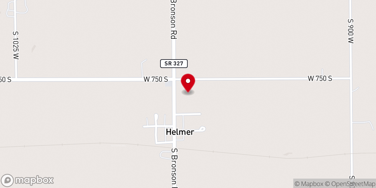 Map showing location of Helmer United Methodist Church