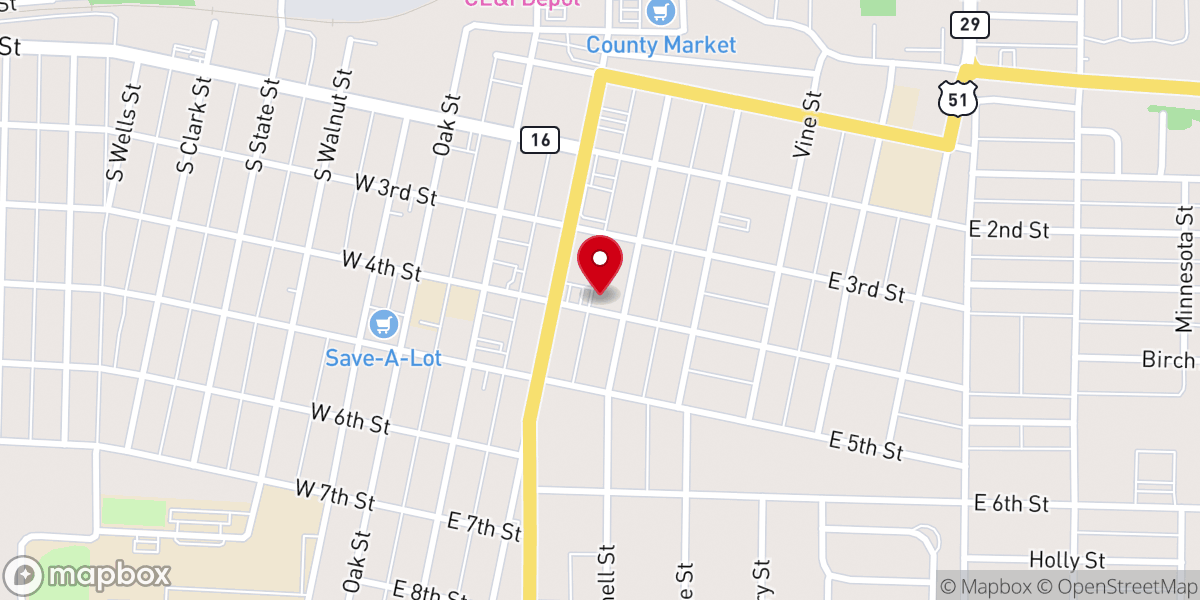 Map showing location of Saint Paul Lutheran Church