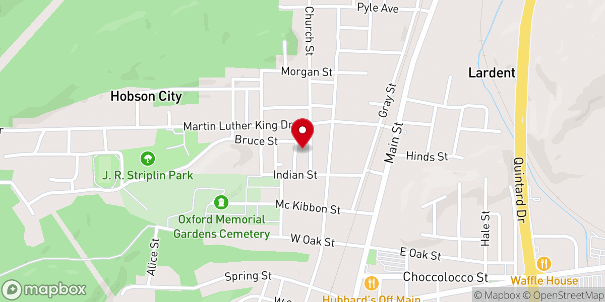 Map showing location of New Hope Baptist Church