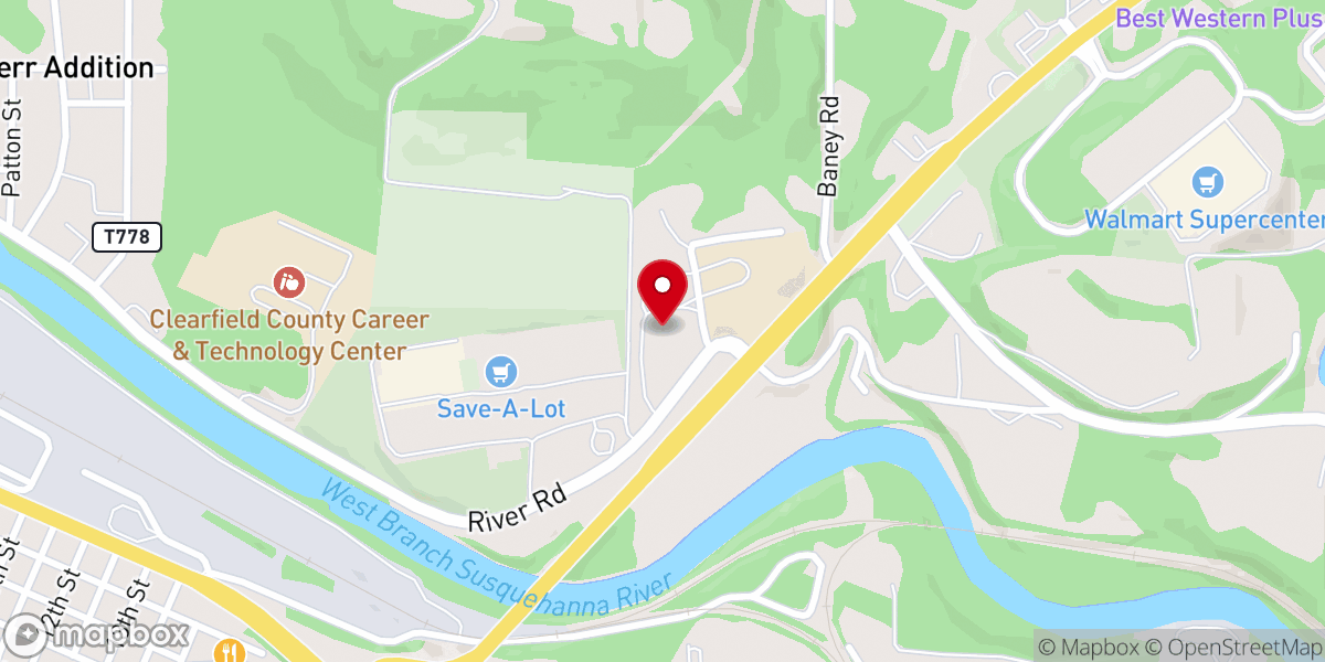 Map showing location of Clearfield Alliance Church