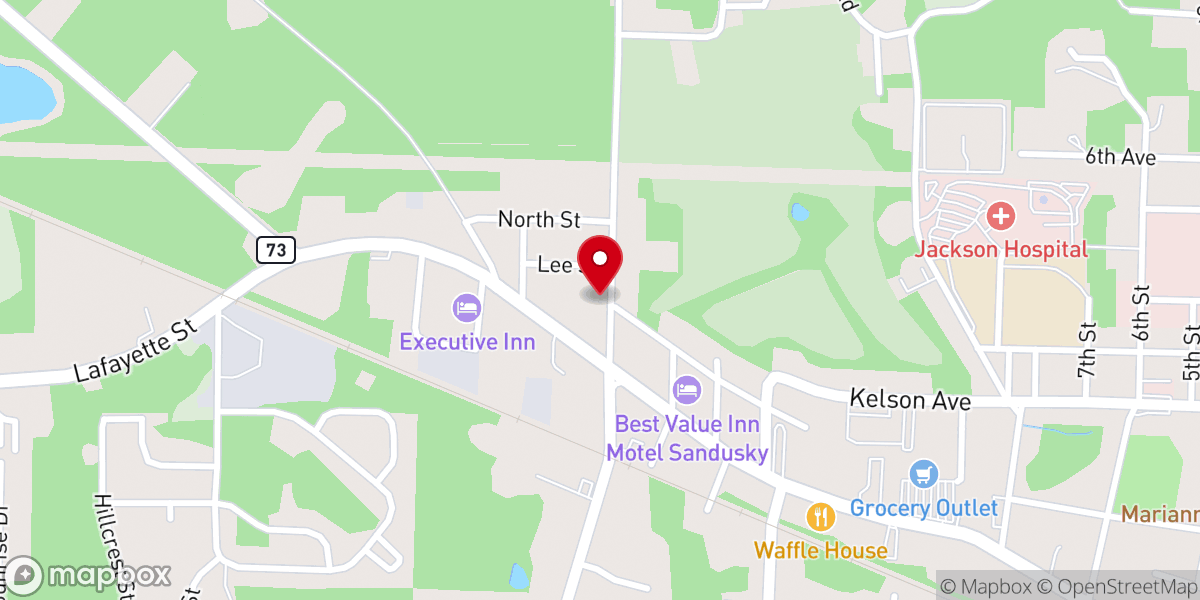 Map showing location of Trinity Baptist Church